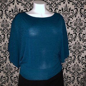 3/4 Loose Sleeve Turquoise Top Plus Size 1X